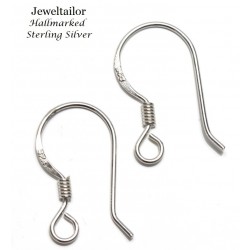 2 (1 Pair) Sterling Silver .925 Assay Hallmarked Earwires 15mm With New Ear Back Option ~ Fine Jewellery Making 